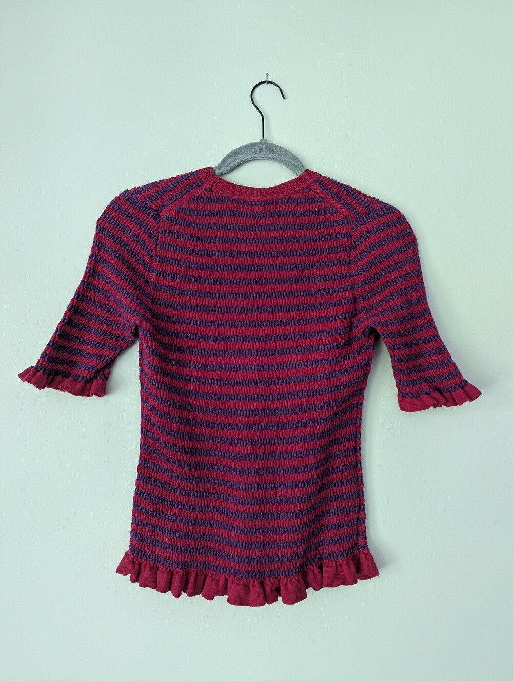 ME+EM Cotton Smocked Knit Top in Bright Rose/Deep Orchid - Picture 3 of 8